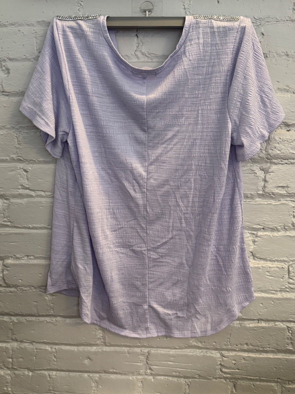 Large Lavender Top with Rhinestone Shoulder - Picture 4 of 4